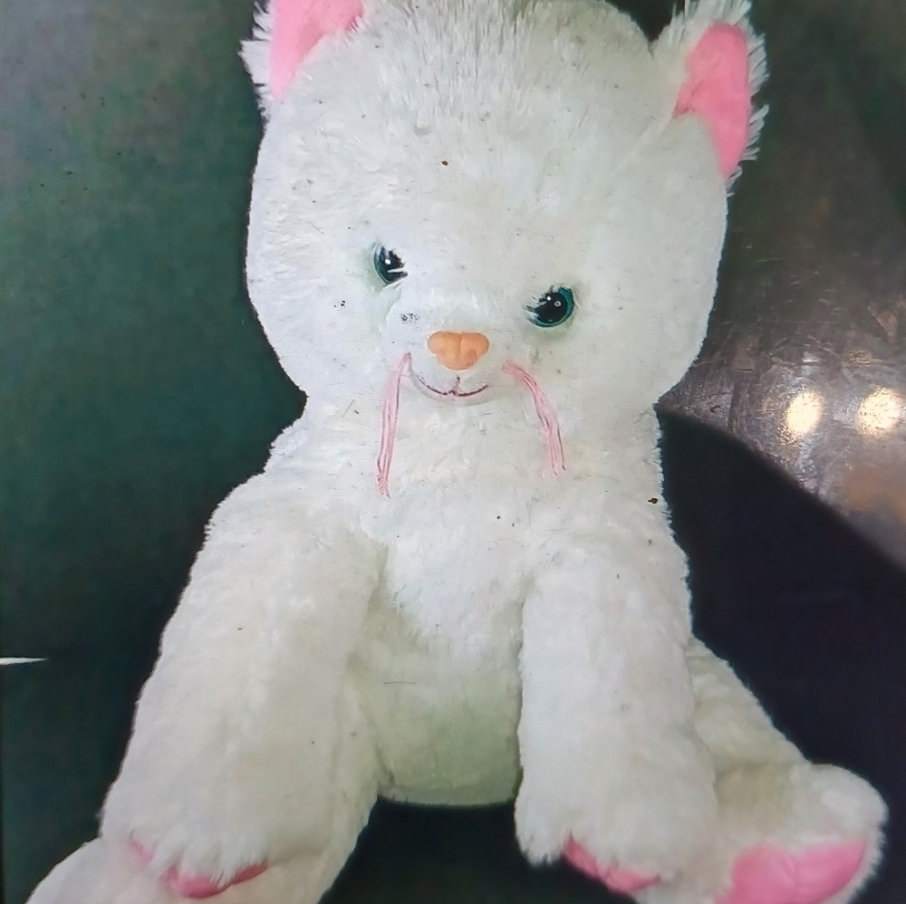 Bear Factory White sitting cat plush